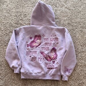 Pink Palm Puff Lavender Butterfly Hoodie